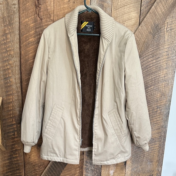 Sears Other - Vintage 70s Sears Outerwear men's full-zip khaki winter jacket brown faux fur